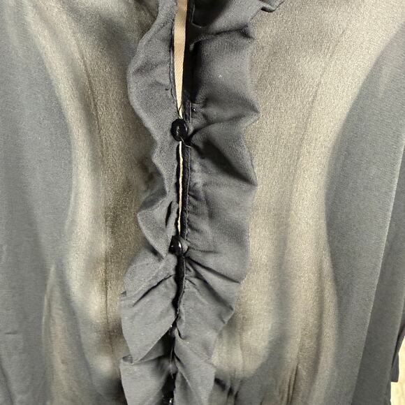 Jaipur Black Sheer Ruffle Tie-Front Blouse | Romantic Goth Boho Top | Size XL - Picture 6 of 13